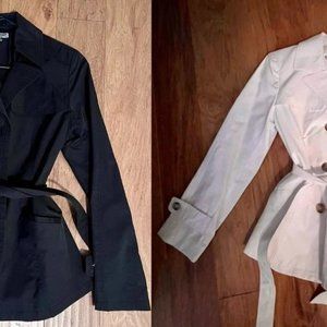 2 Giacca Gallery Double Breasted Belted Jackets - one black, one white